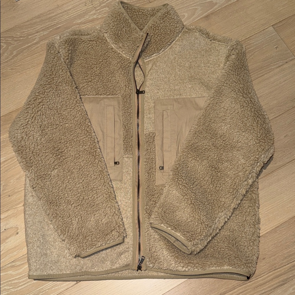 Todd Snyder Cream Sherpa Bomber Jacket - Picture 2 of 7